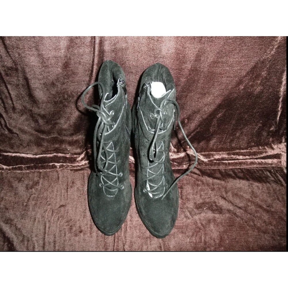 NEW by SHOEDAZZLE, BOOTIES, SIZE 11 MEDIUM VONNE WW, BLACK, SUEDE (HEELS 5"). - Picture 5 of 10